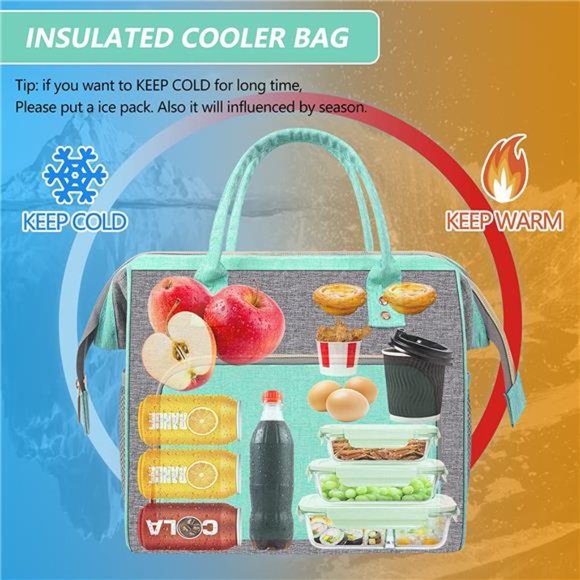 Lunch Box for Women, Insulated Lunch Bag, Large Tote bags, Leak Proof Lunch - Picture 4 of 6